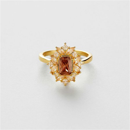 Cocktail Ring Brown - 18K GULDPLÄTERAT STERLING SILVER - Safira