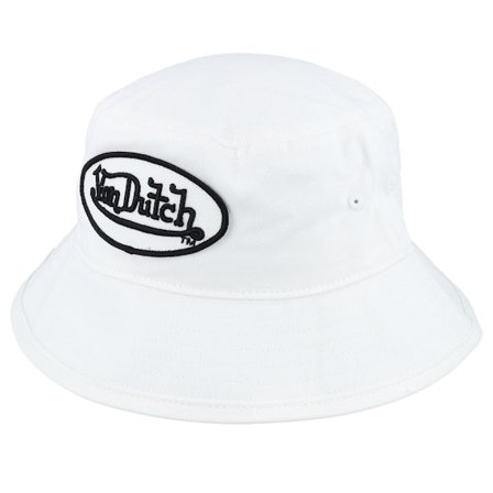 Von Dutch - White bucket Hattu - Oval Patch White Bucket @ Hatstore