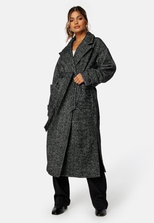 BUBBLEROOM Rue Oversized Wool Blend Coat Black / White Klær