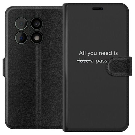 Kompatibelt Lommeboketui til OnePlus OnePlus 10 Pro Minimalistisk typografisk plakat med sitatet "alt du trenger er et pass". Stilren grå design, per
