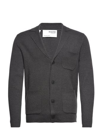 Slhtoronto Ls Knit Blazer B Strikket Trøje Cardigan Grå Selected Homme