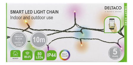 Deltaco Juletrelys Wi-Fi RGB 10m