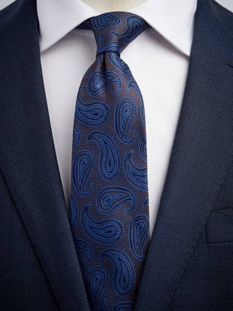 John Henric Men's Blue & Beige Tie Paisley Size 7,5
