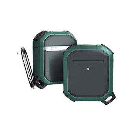 Stöttåligt Skal AirPods 1/2 med Karbinhake - Grön