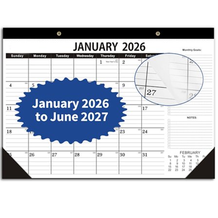 2026-2027 18-måneders kalenderplanlægger ugentlig månedlig 43x30 cm To-Do liste til hjemmekontor julefrokostdekorationer