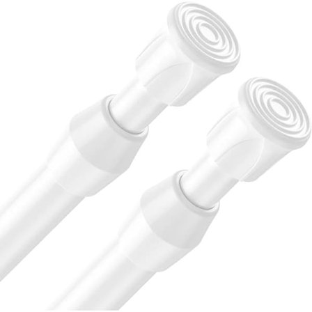 Kaksi vaatetankoa, teleskooppinen, 40-70 cm pitkä, valkoinen.