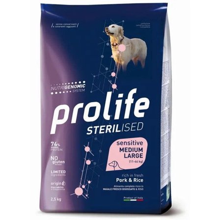 Prolife Dog Sterilised Sensitive Pork & Rice Cibo Secco Per Cani