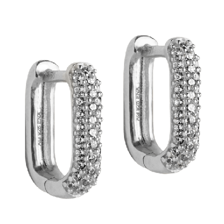 ENAMEL Copenhagen Hoops, Sparkling Square 12 mm Örhängen Dam Silver ONESIZE