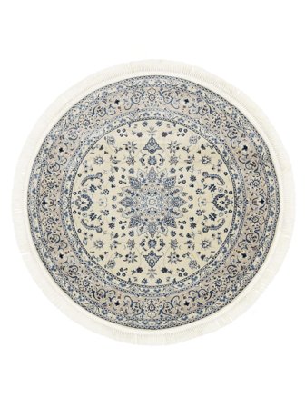 Nain Emilia Ø 150 Petit Beige/Bleu Clair Médaillon Rond Tapis