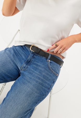 Latalia - Belt In Leather - S01 Black - Kläder - - Bubbleroom