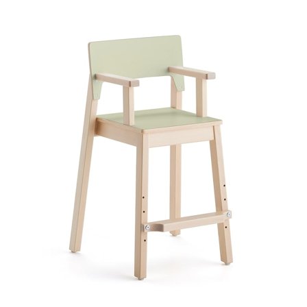 Hög barnstol LOVE, armstöd, höjd: 500 mm, grön laminat