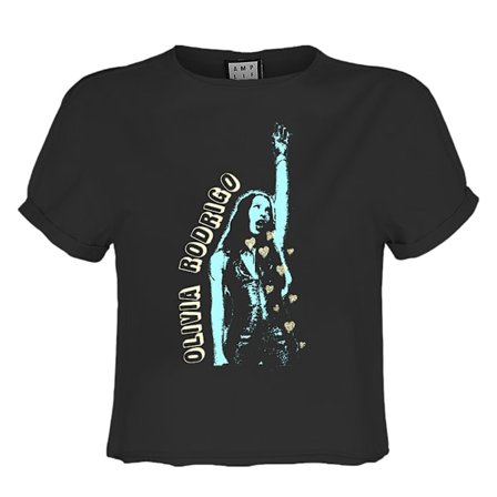 Amplified Dam/Dam Hand Up Olivia Rodrigo Crop Top M Charc