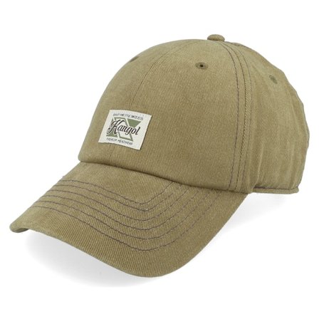 Kangol - Groen unconstructed Cap - Heavy Washed Oil Green Dad Cap @ Hatstore