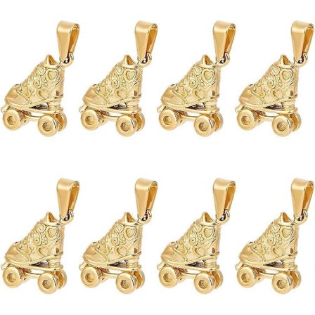 8 stk. Gyldne Skøjte Charm 19mm Rustfrit Stål Rulleskøjte Vedhæng Stereoskopiske Skøjte Charms Metal Charms til Smykkefremstilling