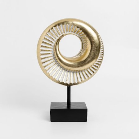 Spiral totemskulptur, 23x8x35cm, guld-sort polyresin