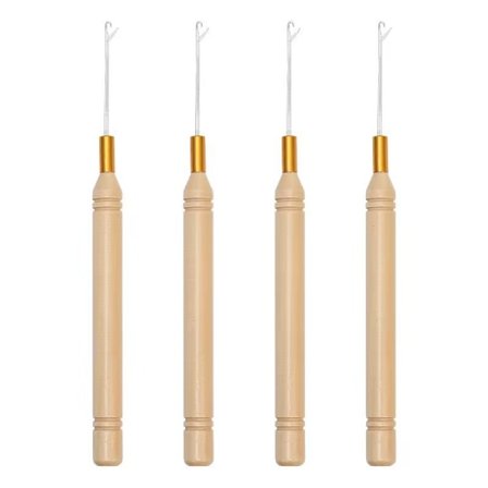 6 stk. Trækkenål Hæklenål Låsekrogenål Hår Extensions Løkkeværktøj til Silikone Link Ringe Perler