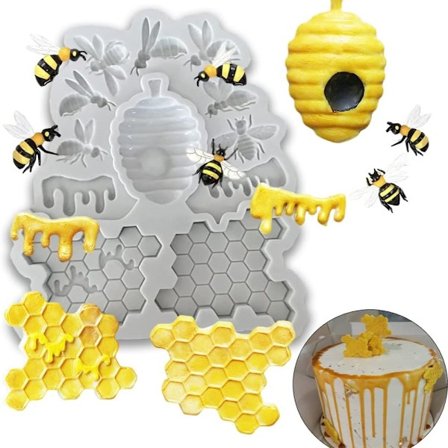 2 STK Honeybee Bee Formformer Silikonformer Kakefondantformer