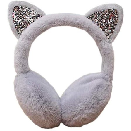 Girls Earmuffs Sequins Cute Cat Ear Muffs In Colorful Plush Warm Design