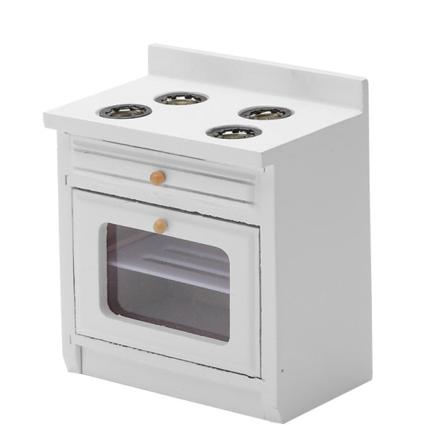 Micro Miniatyr Möbler Tiny Småskalig Leksak Doll House DIY Decora Mini 1:12 Köksbänk diskbänksskåp White stove