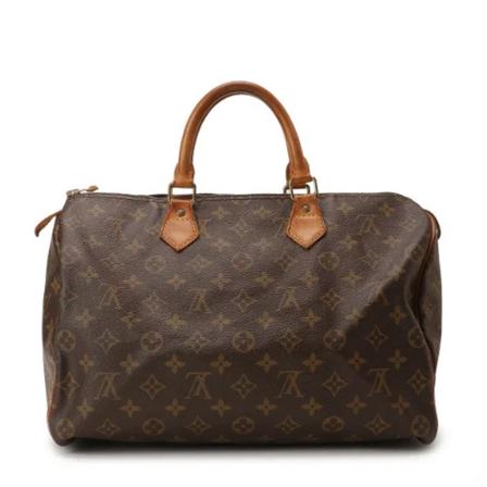 Louis Vuitton Vintage, Pre-owned Speedy 35 Monogram Handbag Bruin, Dames, Maat:ONE Size,Canvas