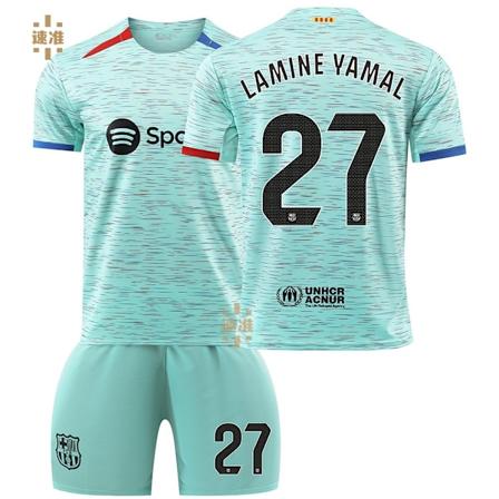 23-24 Barcelona andra gästfotbollströja nr 9 Lewandowski dräkt 6 Gavi 21 De Jong 10 Messi 27 Yamal tröja ny No socks No. 27 No socks No. 27 XXXL