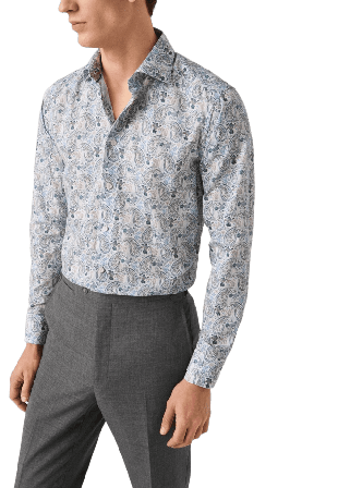 Eton Skjorta I Bomull Och Tencel Lyocell Med Motiv Contemporary Fit Skjortor Herr Blå 38
