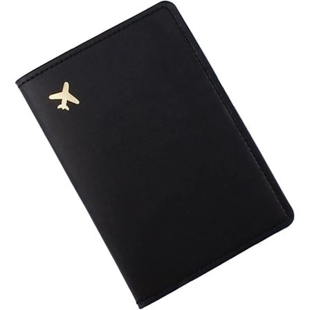 Pascover, PU Læder Pascover Rejsepung Organizer til Kreditkort, Penge, Boardingkort, Pas (Sort)