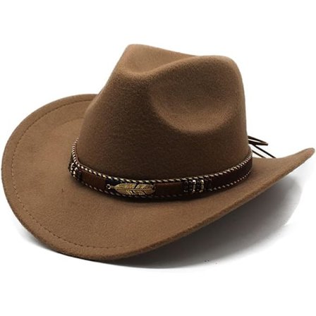 Cowboyhatter for kvinner, cowboyhatter for menn i westernstil, cowboyhatter med bred brem og belter, filthatter.