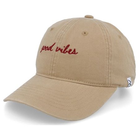 Wei - Beige unconstructed Keps - Good Vibes Washed Cotton Khaki Mom Cap @ Hatstore