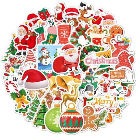 50 st jul-klistermärken, God Jul-hantverksklistermärken för barn kuvertkorttillverkning, God Jul-etikettklistermärken