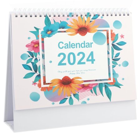 Lille skrivebords kalender 2024, stående flip skrivebords kalender jan. 2024 - dec. 2024, 7,3" x 9", mini skrivebords kalender med to do liste side