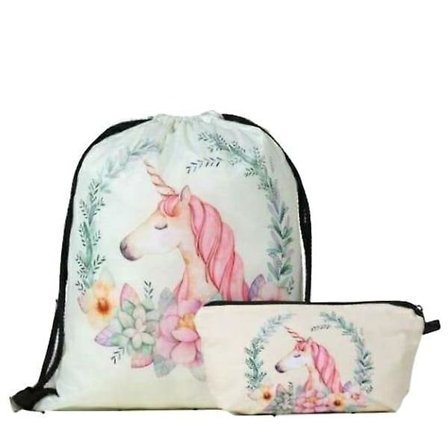 Enhjørning Gym Bag- Sko Bag- Gym Bag-sko Bag-sko Bag Hvit