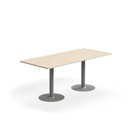 Stůl ALVA, 1800x800x720 mm, upevnitelný, vysokotlaký laminát, stříbrná/bříza