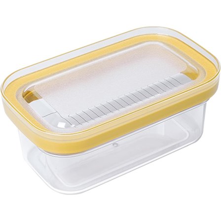 Smørboks med låg, skærer, osteopbevaringsboks med rustfrit ståltråd