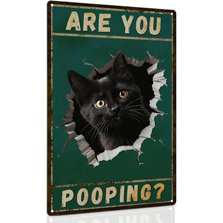 Oletko Kakalla Kyltit Hauska Musta Kissa Kyltti Kylpyhuoneen Seinäkoristeeseen, Vintage Kissa Lahja 20 x 30 cm