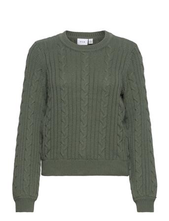 Vitilla O-Neck L/S Cable Knit Top Green Vila