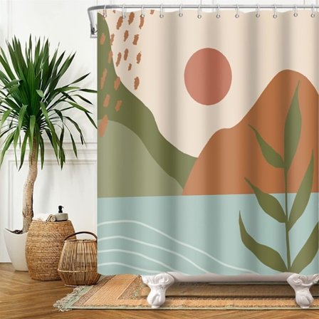 Abstrakt Duschdraperi Terrakotta Duschdraperi Mid Century Mod