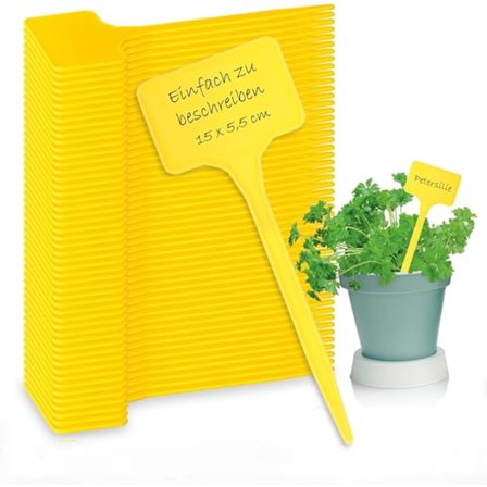 50x Hage-Pluggmerker - Planteplugger for Merking - Vekstplugger 15cm (50 stk - Gul - 15cm)