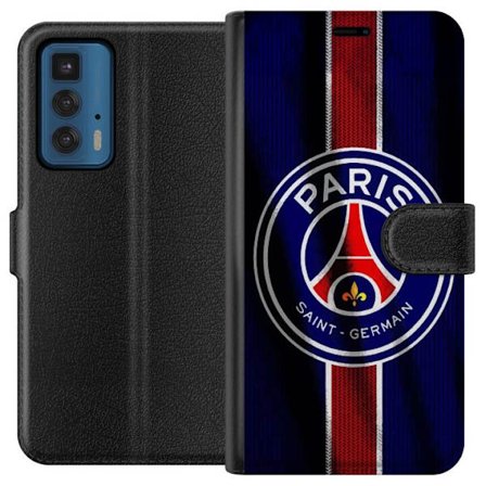 Kompatibelt Plånboksfodral till Motorola Motorola Edge 20 Pro Paris Saint-Germain-emblem med Eiffeltornet i centrum, vertikal rand i rött och vitt p