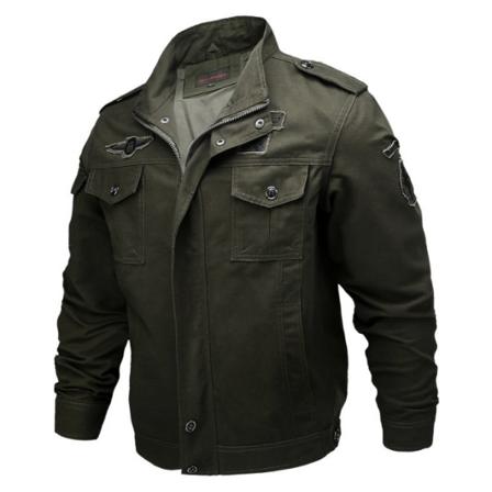 Militärjackor i bomull för män Höstens casual ytterkläder dark green 5XL