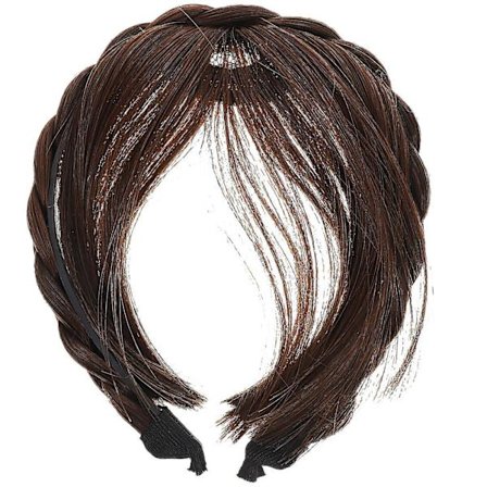 Mote Syntetiske Hårforlengelser med Pannebånd og Pannelugg for Kvinner og Jenter (Lys Brun)