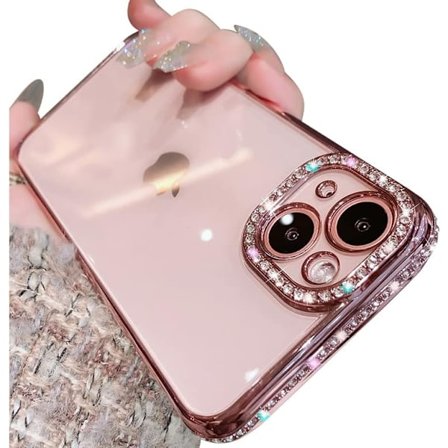 Kompatibel med iPhone 11-deksel, luksuriøst glitter bling glitrende diamant elektroplettering rammekant full body beskyttende gjennomsiktig mykt 