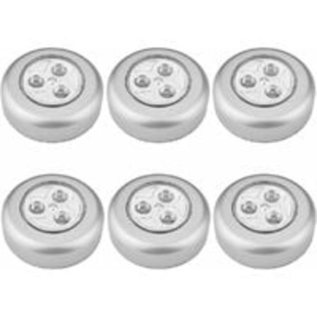6 st batteridrivna självhäftande LED-lampor, självhäftande LED-nattlampa drivs av 3 batterier/batterier för garderob/garderob/hylla/entré/kök/hall
