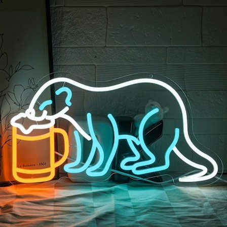 Fretti oluen kanssa neonkyltti baarin seinäkoristeeksi, olut neonvalot himmennettävä fretti LED-valo pubin sisustukseen, miesluolan sisustukseen, 