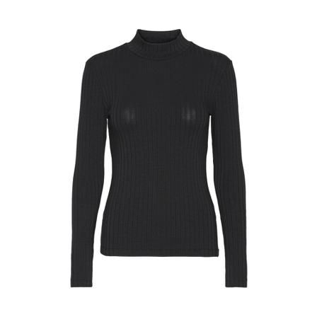 Basic Apparel Zinnia LS T-Neck Sort, Dame Rullekraver