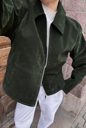 NA-KD Veste zippée en imitation daim - Vestes en similicuir - Vert - EU 40