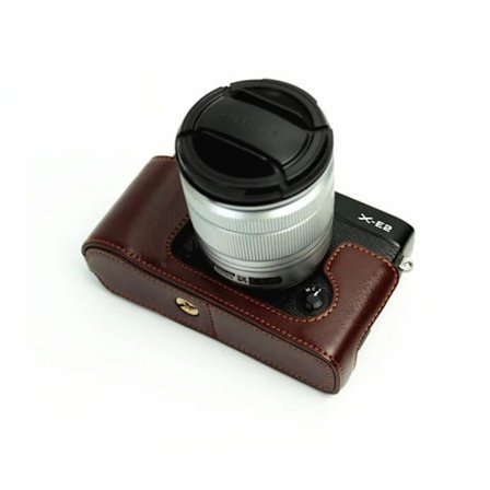 Fuji X-E1 ja X-E2 haljasnahkainen kamerakotelo - Tummanruskea