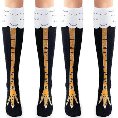 2 par kycklingfötter strumpor, roliga och galna kycklingben strumpor, kalkonstrumpor, roliga presenter till fest
