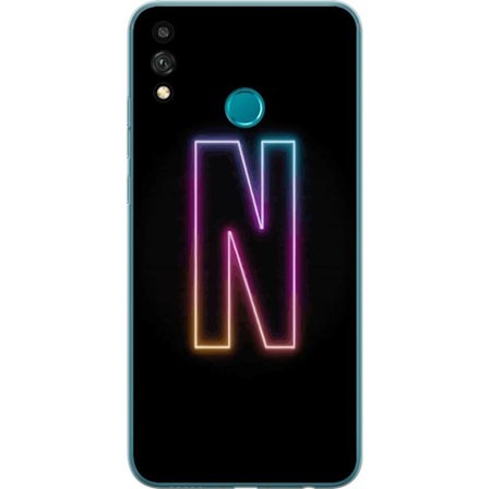 Yhteensopiva Puhelinkuori Honor Honor 9X Lite Minimalistinen neonkirjain N värinvaihtuvassa valossa mustaa taustaa vasten