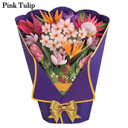 3D Pop-up Bukett Papper Blommor ROSA TULIP ROSA TULIP